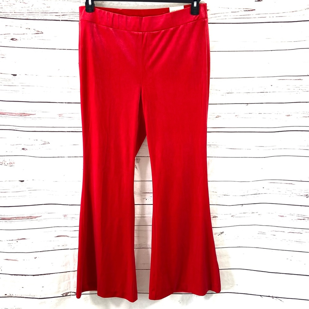 Lane‎ Bryant Pants Women’s 16 Red Velvet flare mid rise Elastic Waistband